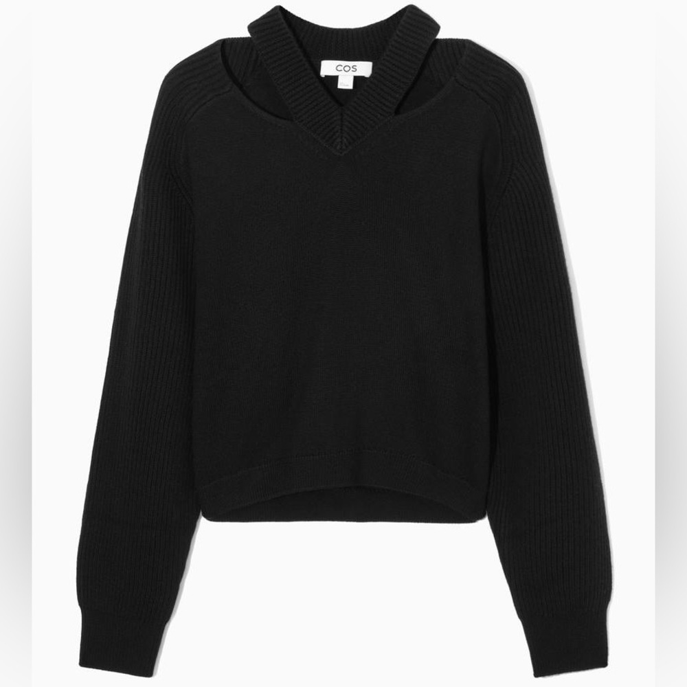COS Black Deconstructed Wool Jumper (XS)